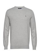 Slim Fit Cotton Sweater Tops Knitwear Round Necks Grey Polo Ralph Laur...