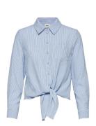 ONLY Onllecey Ls Stripe Knot Dnm Shirt Blå