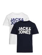 Jjecorp Logo Tee Ss Crew Neck 2Pk Jnr Tops T-shirts Short-sleeved Navy...