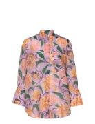 D2. Os Dahlia Print Cot Silk Shirt Tops Shirts Long-sleeved Multi/patt...