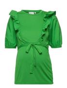 Mljorun Mary 2/4 Jrs Top 2F A. Tops Blouses Short-sleeved Green Mamali...
