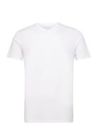Slhael Ss V-Neck Tee Tops T-shirts Short-sleeved White Selected Homme