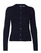 Cable-Knit Cotton Crewneck Cardigan Tops Knitwear Cardigans Navy Polo ...
