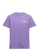Pkria Ss Fold Up Tee Bc Tops T-shirts Short-sleeved Purple Little Piec...