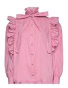 Denja Tops Blouses Long-sleeved Pink Custommade