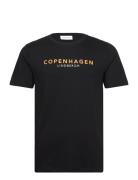 Copenhagen Print Tee S/S Tops T-shirts Short-sleeved Black Lindbergh