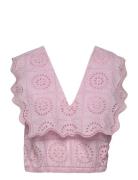 Broderie Anglaise Tops Blouses Sleeveless Pink Ganni