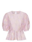 Sheena Tops Blouses Short-sleeved Pink Custommade