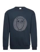 Knowledge Cotton Apparel Loose Fit Sweat With Owl Print - Go Blå