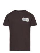 Ola Kids Print T-Shirt Tops T-shirts Short-sleeved Black Wood Wood