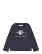 Archive Shield Ls T-Shirt Tops T-shirts Long-sleeved T-shirts Navy GAN...