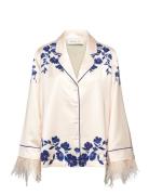 Samara Feather Detail Over D Shirt Tops Blouses Long-sleeved White Mal...