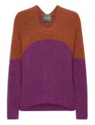 Mmthora V-Neck Block Knit Tops Knitwear Jumpers Purple MOS MOSH