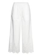 Cotton Trousers W/ Embroidery Bottoms Trousers Wide Leg White Rosemund...