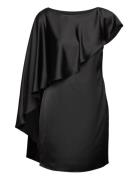 Satin Cape Cocktail Dress Designers Short Dress Black Lauren Ralph Lau...
