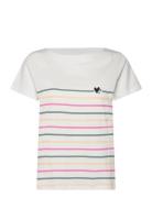T-Shirt Boat Neck Stripe Tops T-shirts & Tops Short-sleeved White Tom ...