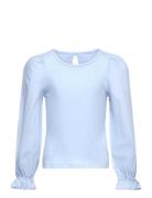 Top With Woven Sleeves Tops T-shirts Long-sleeved T-shirts Blue Lindex