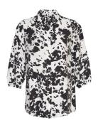 Mschkaralynn 3/4 Shirt Aop Tops Shirts Long-sleeved Black MSCH Copenha...