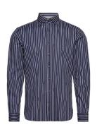 Mk Printed Stripe Modern Shirt Tops Shirts Business Navy Michael Kors