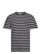Akkikki S/S Stripe Tee - Gots Tops T-shirts Short-sleeved Navy Anerkje...