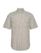 Ss Western Shirt Tops Shirts Short-sleeved Khaki Green Wrangler