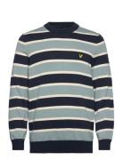 Striped Crew Neck Jumper Tops Knitwear Round Necks Blue Lyle & Scott