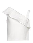 Ruffled Asymmetric T-Shirt Tops T-shirts Sleeveless White Mango