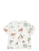 Animal Print Cotton T-Shirt Tops T-shirts Short-sleeved Multi/patterne...