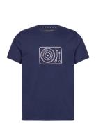 Turntable Graphic Tee Tops T-shirts Short-sleeved Navy French Connecti...