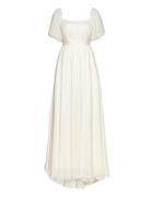 Lowa Off-The-Shoulder Chiffon Bridal Gown Designers Maxi Dress White M...