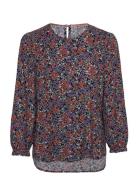 Floral Blouse With 3/4 Sleeves Tops Blouses Long-sleeved Multi/pattern...