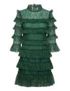 Carmine Frill Mini Lace Dress Designers Short Dress Green Malina