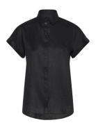 Linen Dolman-Sleeve Shirt Tops Shirts Short-sleeved Black Lauren Ralph...