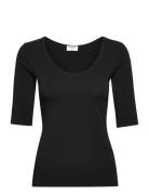 Cotton Stretch Scoop Neck Top Designers T-shirts & Tops Short-sleeved ...