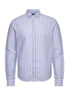 Jamie Cotton Linen Striped Shirt Ls Tops Shirts Casual Blue Clean Cut ...