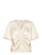 Serafina Ss Blouse Tops Blouses Short-sleeved Cream Noella