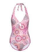 Recycled: Swimsuit With A Print Baddräkt Badkläder Pink Esprit Bodywea...