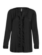 Sc-Pamela Tops Blouses Long-sleeved Black Soyaconcept