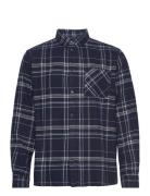 Light Flannel Checkered Relaxed Fit Tops Shirts Casual Navy Knowledge ...