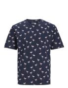 Jjsunshade Aop Tee Ss Crew Neck Tops T-shirts Short-sleeved Navy Jack ...