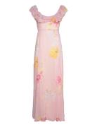 Dotted Georgette Maxi Dress Designers Maxi Dress Pink By Ti Mo