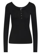 Pckitte Ls Top Noos Bc Tops T-shirts & Tops Long-sleeved Black Pieces