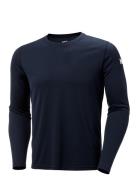 Hh Tech Crew Ls Sport T-shirts Long-sleeved Navy Helly Hansen