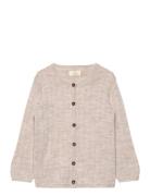 Merino Knitted Cardigan W. Wide Rib Tops Knitwear Cardigans Beige Cope...