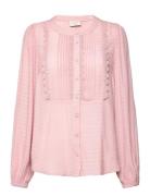Fqshu-Blouse Tops Blouses Long-sleeved Pink FREE/QUENT