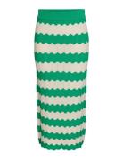 Yasbee Hw Long Knit Skirt Knälång Kjol Green YAS