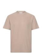 Slhrelax-Plisse Tee Ex Tops T-shirts Short-sleeved Beige Selected Homm...
