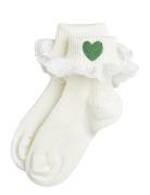 Hearts Lace Socks Sockor Strumpor White Mini Rodini