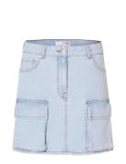 Slfhazel Mw Light Ice Blue Denim Skirt Kort Kjol Blue Selected Femme