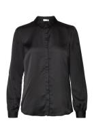 Viellette Satin L/S Shirt - Noos Tops Shirts Long-sleeved Black Vila